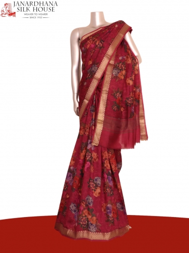 Designer Floral Printed Silk Saree